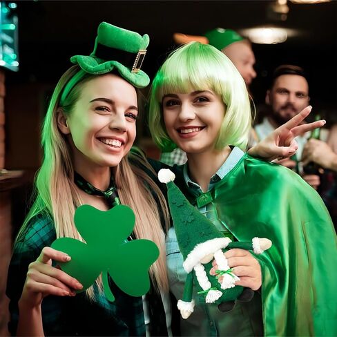 عبوة من قطعتين من هدايا جنوم ديكورات عيد القديس باتريك - مجموعة قطيفة مصنوعة يدويًا من زخارف التماثيل السويدية، دمية الجنوم الأيرلندية، ديكور صينية من طبقة الطاولة المنزلية على شكل قزم شامروك in Kuwait