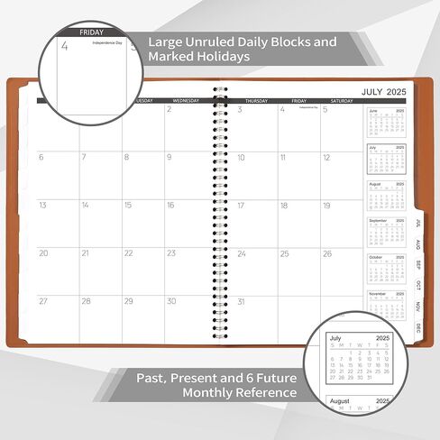 2024-2025 Monthly Planner - 12 Monthly Calendar from Jul.2024 - Jun.2025, 8.86'' x 11.4'', 15 Notes Pages, Leather Soft Cover, Perfect Organizer in Kuwait