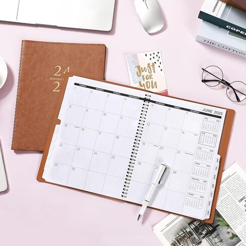 2024-2025 Monthly Planner - 12 Monthly Calendar from Jul.2024 - Jun.2025, 8.86'' x 11.4'', 15 Notes Pages, Leather Soft Cover, Perfect Organizer in Kuwait