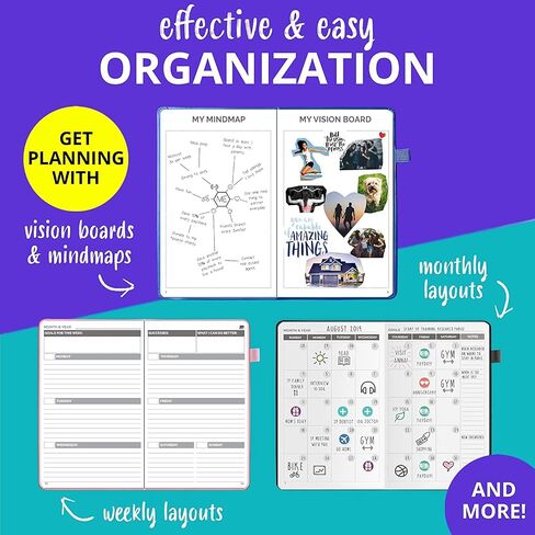 Simple Elephant Undated Planner for 2024 - Monthly, Weekly, Daily Planner - Leather Agenda Planner W/No Bleed Pages & Pen Holder - College, Work & Business Calendar Book in Saudi Arabia