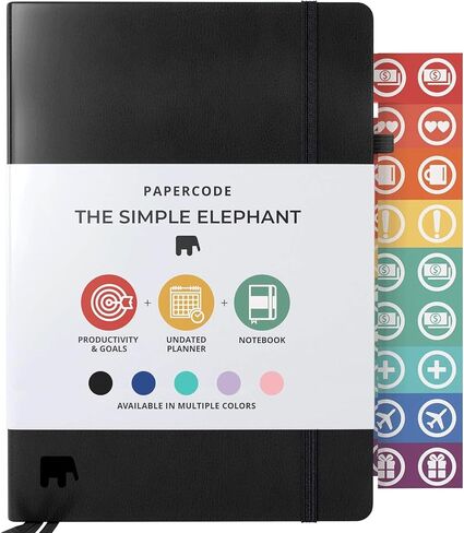 Simple Elephant Undated Planner for 2024 - Monthly, Weekly, Daily Planner - Leather Agenda Planner W/No Bleed Pages & Pen Holder - College, Work & Business Calendar Book in Saudi Arabia