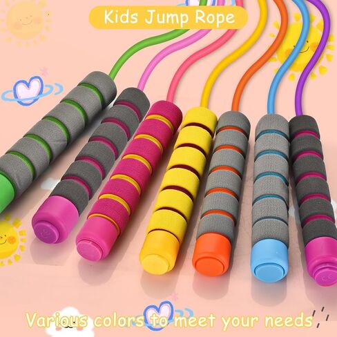 Jump Rope For Kids,Jump Rope Kids,Adjustable Soft Skipping Rope,Toddler Jump Rope With Skin-Friendly Foam Handles For Kids, Boys,Girls,Women, Men,Exercise Activity,Outdoor Fitness in Saudi Arabia