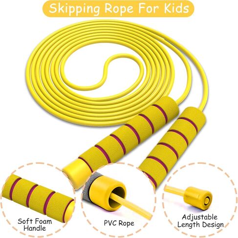 Jump Rope For Kids,Jump Rope Kids,Adjustable Soft Skipping Rope,Toddler Jump Rope With Skin-Friendly Foam Handles For Kids, Boys,Girls,Women, Men,Exercise Activity,Outdoor Fitness in Saudi Arabia