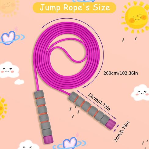 Jump Rope For Kids,Jump Rope Kids,Adjustable Soft Skipping Rope,Toddler Jump Rope With Skin-Friendly Foam Handles For Kids, Boys,Girls,Women, Men,Exercise Activity,Outdoor Fitness in Saudi Arabia