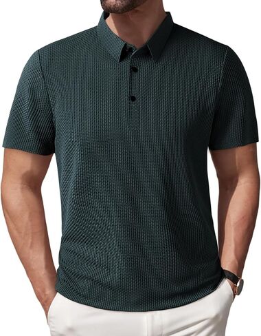 Polo Shirts for Men Short Sleeve Dry Fit 3 Button Moisture Wicking Athletic Pique Golf Shirts Collared Shirts in Saudi Arabia