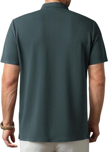 Polo Shirts for Men Short Sleeve Dry Fit 3 Button Moisture Wicking Athletic Pique Golf Shirts Collared Shirts in Saudi Arabia