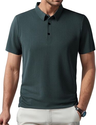 Polo Shirts for Men Short Sleeve Dry Fit 3 Button Moisture Wicking Athletic Pique Golf Shirts Collared Shirts in Saudi Arabia