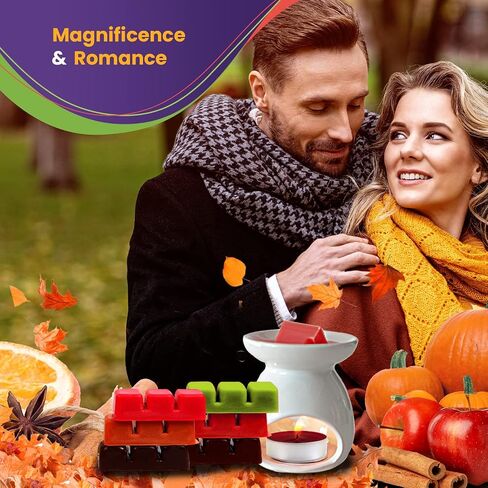 يذوب شمع الخريف المعطر مكعبات الشمع لتدفئة شمع الخريف المعطرة - يذوب شمع الصويا بنسبة 100% - توابل اليقطين، قرفة التفاح، القرنفل البرتقالي، أوراق الخريف، الأوكالبتوس وكعكة القهوة - يذوب شمع الشمع in Saudi Arabia
