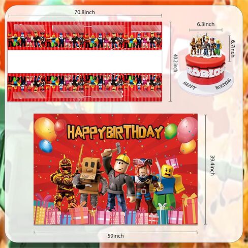 Birthday decoration supplies, including Happy birthday banner, cake top, latex balloon, background picture, tablecloth. in Saudi Arabia