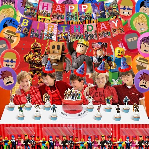 Birthday decoration supplies, including Happy birthday banner, cake top, latex balloon, background picture, tablecloth. in Saudi Arabia