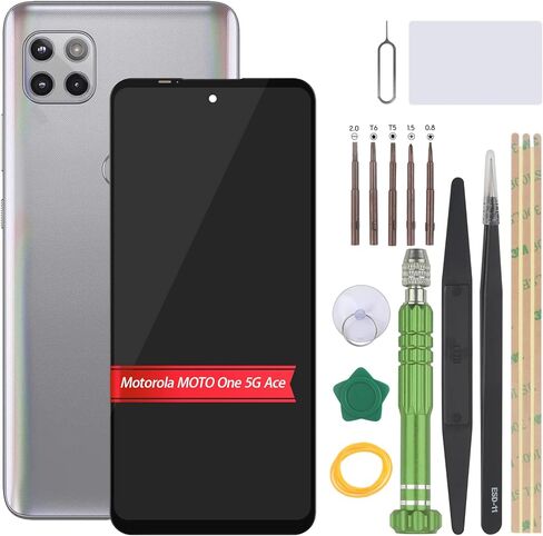 شاشة LCD لهاتف Motorola Moto One 5G Ace XT2113 مجموعة بديلة للشاشة تعمل باللمس مع أدوات إصلاح - ليست لهاتف Moto One 5G، أسود in Kuwait