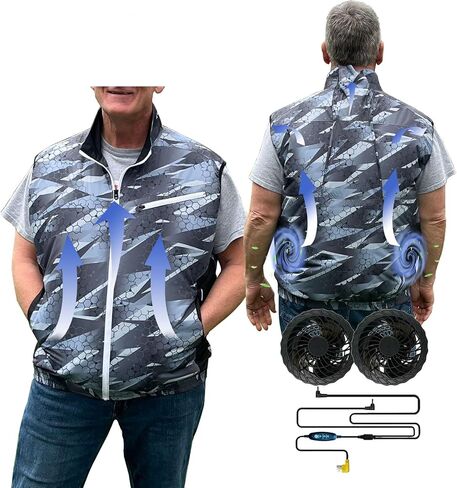 HNH Cooling Vest For Men and Women- Air Conditioning Fans, Heat Reducing Clothing, Unique Design Provides UV Protection in Saudi Arabia