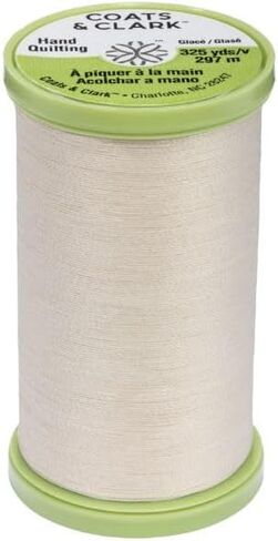 خيط خياطة اللحف اليدوي من Coats & Clark - بوليستر مغطى بالقطن - 325 ياردة - حزمة S960-6 مع 3 خيط إبر من Bella's Crafts (طبيعي) in Kuwait