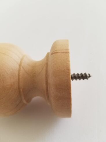Wood Finial Screw in Riser Legs Dowel Finial Decorative Flagpole Topper Top Natural Wood Curtain Rod End Bed Post 4 1/2" Tall Ready to Paint or Stain in Saudi Arabia