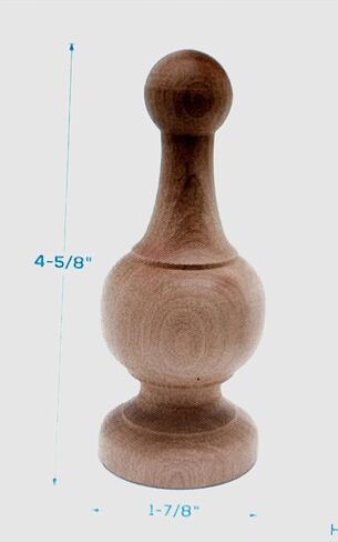 Wood Finial Screw in Riser Legs Dowel Finial Decorative Flagpole Topper Top Natural Wood Curtain Rod End Bed Post 4 1/2" Tall Ready to Paint or Stain in Saudi Arabia