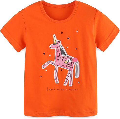 Toddler Girls Short Sleeve Cotton Graphic T-Shirt Tops Casual Clothes 3 Pack Size 2-7Y in Saudi Arabia