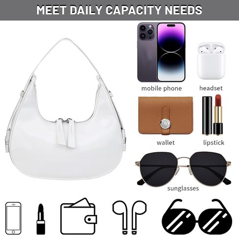 Crescent Shoulder Bag for Women -Trendy Y2K Small Shoulder bag Top Handle -PU Leather Hobo Handbags Underarm Bag in Saudi Arabia