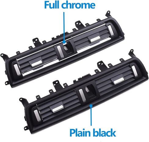 Dashboard Front Center AC Air Vent Grille Outlet Cover, Middle Air Conditioning Panel Trim Replacement, for BMW 5 Series F10 F11 F18 520i 523i 525i 528i 535i (Plain Black) in Kuwait