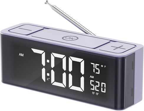 راديو منبه I·CODE، راديو AM/FM مع مؤقت تشغيل تلقائي، منبه مزدوج، قيلولة بعد الظهر، درجة الحرارة، إضاءة خافتة تلقائيًا، منبه عالٍ، شاشة كبيرة مع زر كبير، سهل الضبط in Kuwait