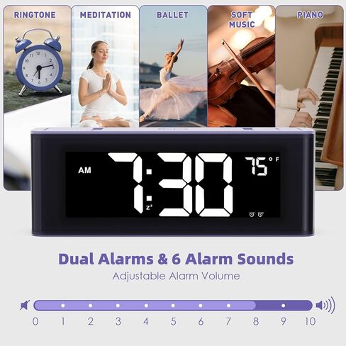 راديو منبه I·CODE، راديو AM/FM مع مؤقت تشغيل تلقائي، منبه مزدوج، قيلولة بعد الظهر، درجة الحرارة، إضاءة خافتة تلقائيًا، منبه عالٍ، شاشة كبيرة مع زر كبير، سهل الضبط in Kuwait