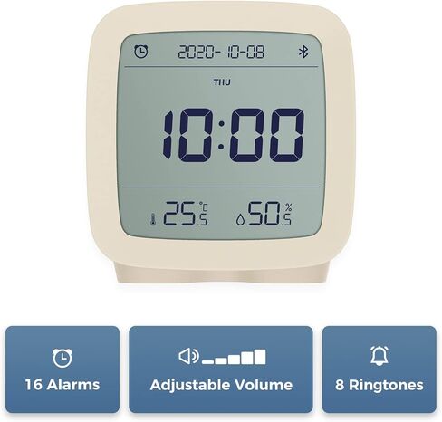 qingping Smart Bluetooth Digital Alarm Clock with Multiple Alarms, Battery Operated Small Alarm Clock with Temperature and Humidity Display for Bedroom, Easy Settings Through app in Kuwait