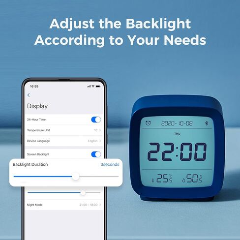 qingping Smart Bluetooth Digital Alarm Clock with Multiple Alarms, Battery Operated Small Alarm Clock with Temperature and Humidity Display for Bedroom, Easy Settings Through app in Kuwait