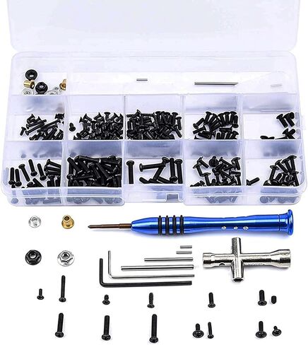 RC Car Screws Kit, WLtoys 144001 124018 124019 RC Car Upgrade Parts M2 M2.5 M3 Screw Fastener Kit Cross Sleeve Allen Wrench Swing Arm Pin Screws(Black) in Saudi Arabia