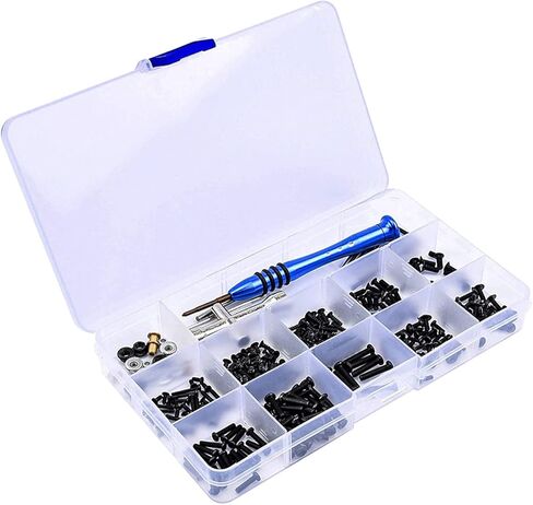 RC Car Screws Kit, WLtoys 144001 124018 124019 RC Car Upgrade Parts M2 M2.5 M3 Screw Fastener Kit Cross Sleeve Allen Wrench Swing Arm Pin Screws(Black) in Saudi Arabia