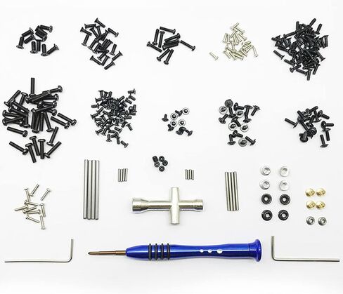 RC Car Screws Kit, WLtoys 144001 124018 124019 RC Car Upgrade Parts M2 M2.5 M3 Screw Fastener Kit Cross Sleeve Allen Wrench Swing Arm Pin Screws(Black) in Saudi Arabia