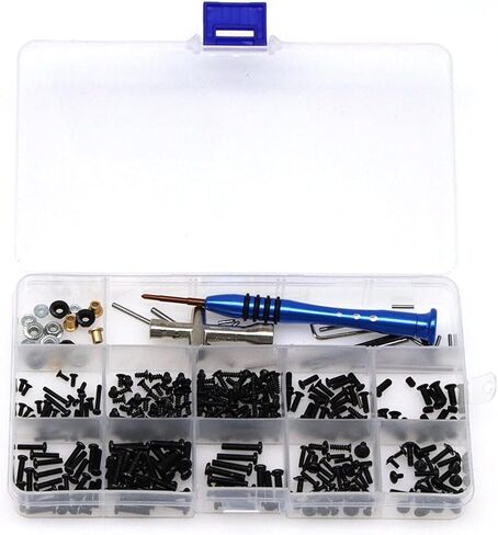 RC Car Screws Kit, WLtoys 144001 124018 124019 RC Car Upgrade Parts M2 M2.5 M3 Screw Fastener Kit Cross Sleeve Allen Wrench Swing Arm Pin Screws(Black) in Saudi Arabia