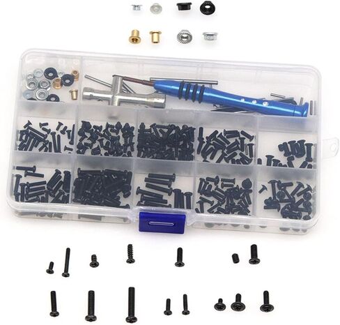 RC Car Screws Kit, WLtoys 144001 124018 124019 RC Car Upgrade Parts M2 M2.5 M3 Screw Fastener Kit Cross Sleeve Allen Wrench Swing Arm Pin Screws(Black) in Saudi Arabia