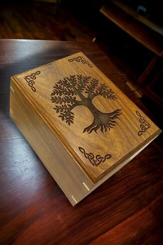 Wooden Urn for Human Ashes | Tree of Life Wooden Urns Handcrafted Funeral Cremation Urn for Ashes Rosewood Cremation Urns Decorative urn-Keepsake Cremation urn Box 8''x6''x4.5'' in Saudi Arabia