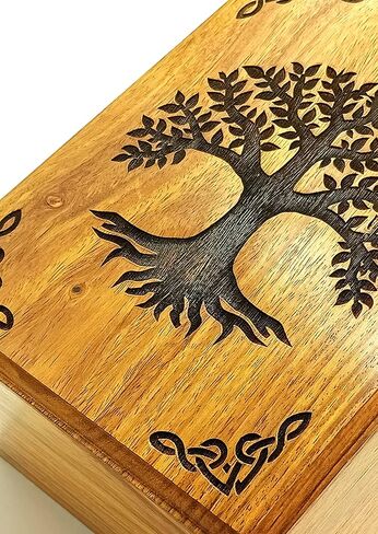 Wooden Urn for Human Ashes | Tree of Life Wooden Urns Handcrafted Funeral Cremation Urn for Ashes Rosewood Cremation Urns Decorative urn-Keepsake Cremation urn Box 8''x6''x4.5'' in Saudi Arabia