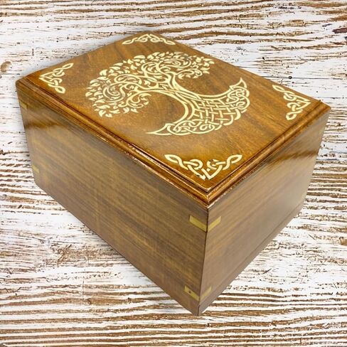 Wooden Urn for Human Ashes | Tree of Life Wooden Urns Handcrafted Funeral Cremation Urn for Ashes Rosewood Cremation Urns Decorative urn-Keepsake Cremation urn Box 8''x6''x4.5'' in Saudi Arabia