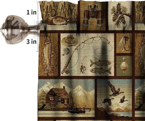 Vintage Country Animal Curtains Valance, Bear Plant Classic Design, Vintage Farmhouse Lodge Cabin Cloth Curtains Valance Restaurant Café and Sliding Glass Door Fashion Decor 54x18in in Kuwait