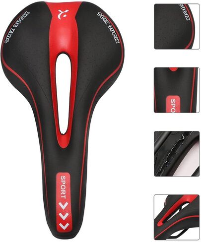 VICASKY Bike Saddle Mountain Professional Road MTB Comfort Soft Cycling Cushion Pad for Womens Men (Black Red in Saudi Arabia