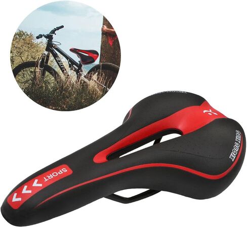 VICASKY Bike Saddle Mountain Professional Road MTB Comfort Soft Cycling Cushion Pad for Womens Men (Black Red in Saudi Arabia