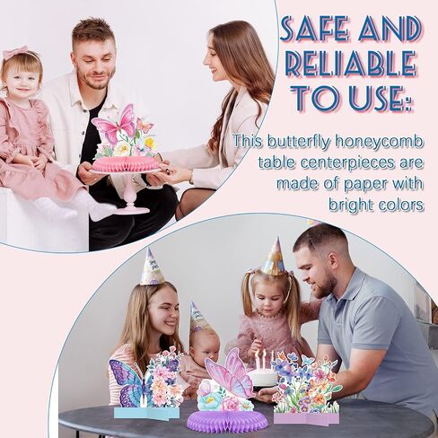 18 Pcs Butterfly Honeycomb Centerpieces for Tables Butterfily Birthday Party Decorations Butterfly Honeycomb Table Centerpiece Butterfly Theme Party Supplies for Birthday Baby Shower Party Decor in Saudi Arabia