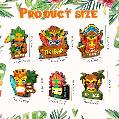 6 قطع من زخارف حفلات تيكي بار قطع مركزية مزدوجة الجوانب وديكورات حفلات لوا الخشبية لافتة خشبية بطابع هاواي وديكورات صينية متدرجة لبيت المزرعة وحفلة الترحيب بالمنزل الجديد in Kuwait