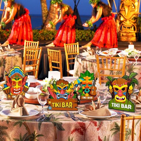 6 قطع من زخارف حفلات تيكي بار قطع مركزية مزدوجة الجوانب وديكورات حفلات لوا الخشبية لافتة خشبية بطابع هاواي وديكورات صينية متدرجة لبيت المزرعة وحفلة الترحيب بالمنزل الجديد in Kuwait