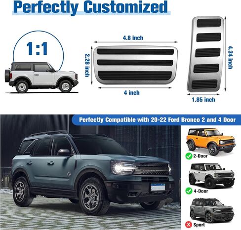 غطاء دواسة الفرامل والغاز من astree متوافق مع 2020 2021 2022 Ford Bronco 2/4 ملحقات الباب من سبائك الألومنيوم المضادة للانزلاق استبدال وسادات لوحة التسريع in Saudi Arabia