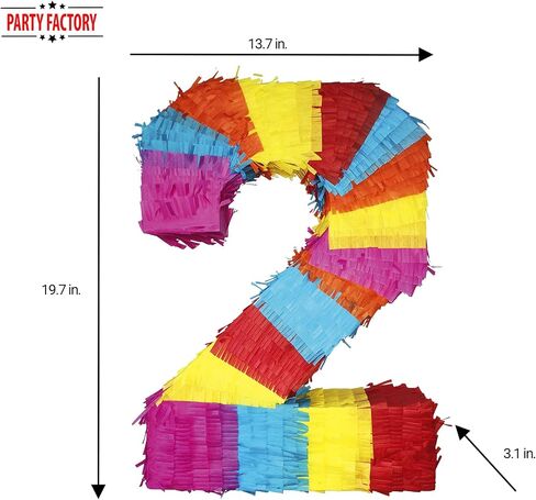 أرقام بيناتا من بارتي فاكتوري 0-9 للأطفال عيد ميلاد صفعة بيناتا 16.5 × 13.7 × 3.1 بوصة ديكور عيد ميلاد (5) in Kuwait
