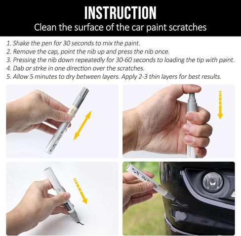 Ouzorp Gloss Black Touch Up Paint for Cars, Auto Touch Up Paint Black Scratch Repair Automotive Black Car Paint Pen in Saudi Arabia