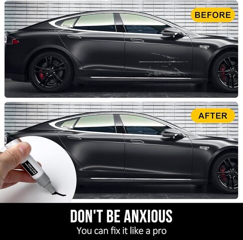 طلاء أسود لامع للسيارات من Ouzorp، طلاء أسود لامع لإصلاح الخدوش التلقائي، قلم طلاء السيارة باللون الأسود in Kuwait