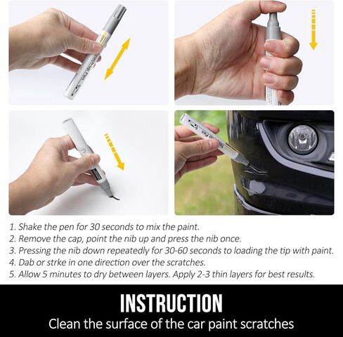 طلاء أسود لامع للسيارات من Ouzorp، طلاء أسود لامع لإصلاح الخدوش التلقائي، قلم طلاء السيارة باللون الأسود in Kuwait