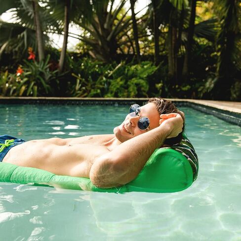 Big Joe Kona Hammock No Inflation Needed Pool Lounger with Headrest, Tropical Hibiscus Aqua Double Sided Mesh in Saudi Arabia