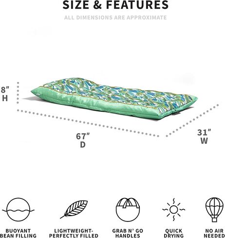 Big Joe Kona Hammock No Inflation Needed Pool Lounger with Headrest, Tropical Hibiscus Aqua Double Sided Mesh in Saudi Arabia
