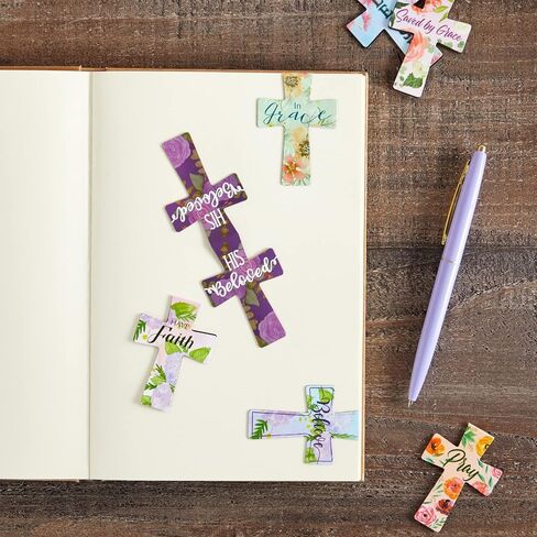 24 Pack of Christian Magnetic Bookmarks, Floral Cross Bookmarks, Religious Magnet Book Page Markers for Daily Motivation, Inspiration, Encouragement (12 Designs) in Saudi Arabia