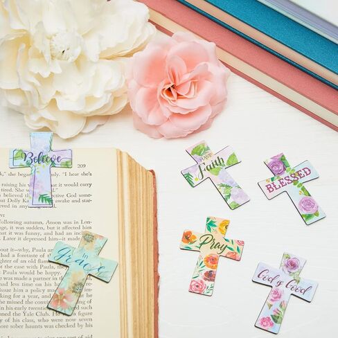 24 Pack of Christian Magnetic Bookmarks, Floral Cross Bookmarks, Religious Magnet Book Page Markers for Daily Motivation, Inspiration, Encouragement (12 Designs) in Saudi Arabia