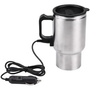 Car Electric Mug, 12V 450Ml Electric Incar Stainless Steel Travel Heating Cup Coffee Tea Car Cup Mug Travel Car Kettle For Heating Water, Coffee, Milk And Tea With Airtight Lid, Auto Charger Car E